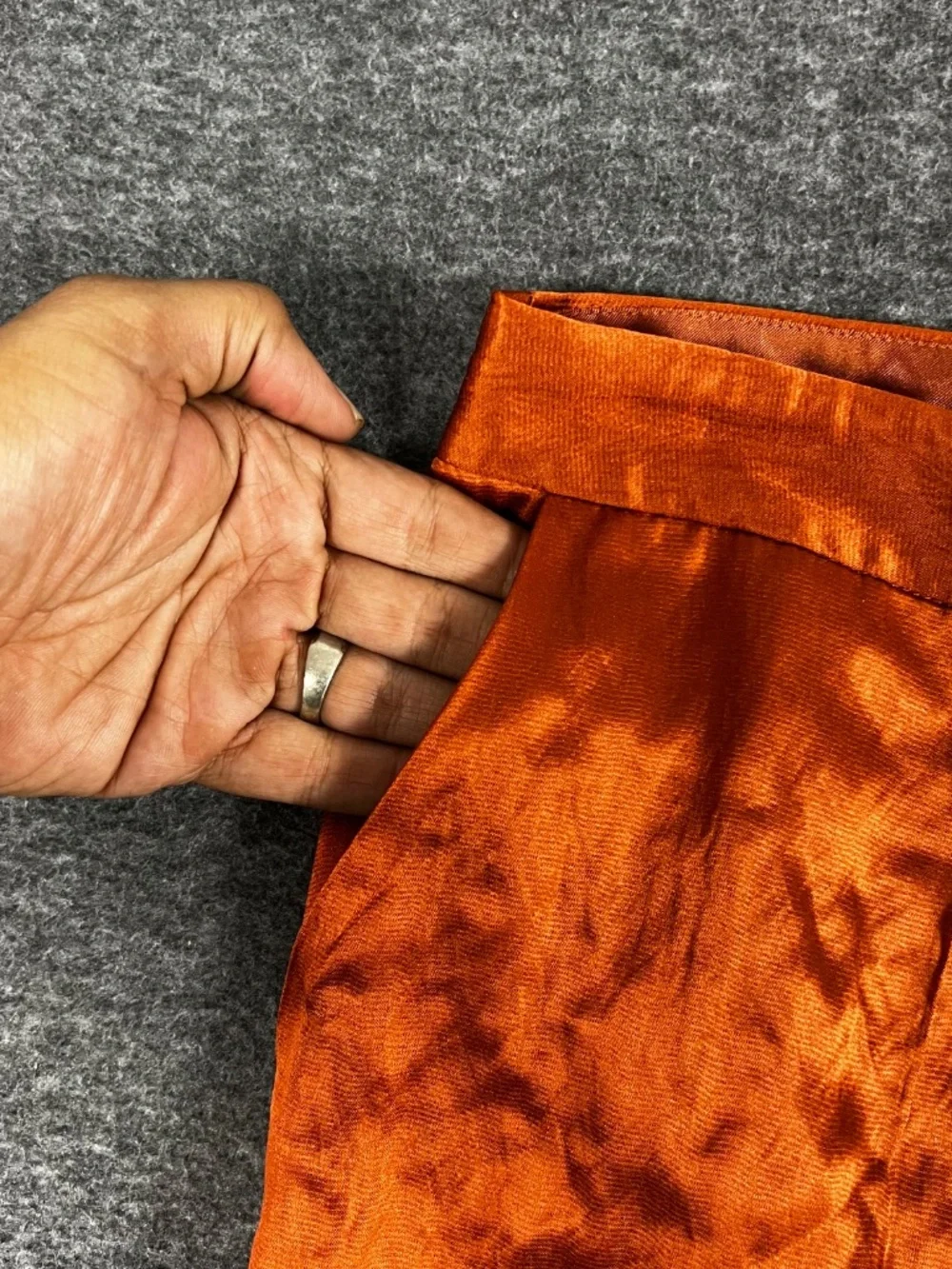 J. Crew Silk Metallic Mini Skirt Size 6 Mid Rise Burnt Orange Pleated Pockets